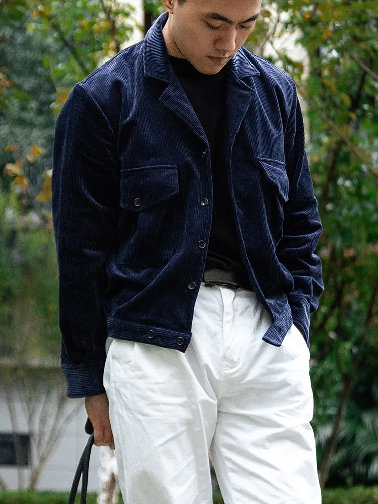 Autumn and Winter Pure Cotton Thickened Corduroy P37 Eisenhower Jacket Short-Sleeved Lapel Jacket American Retro Jacket