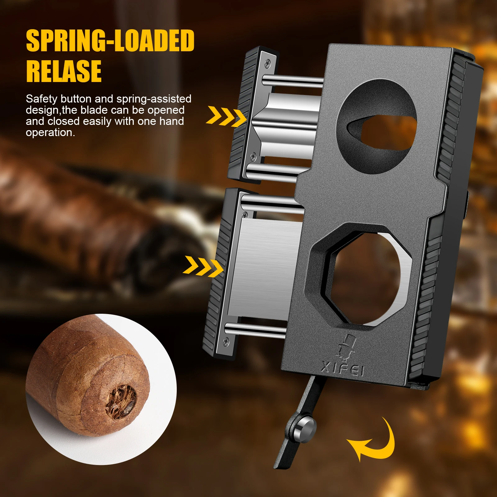 Zigarrenschneider, V-Schnitt-Guillotine, 3-in-1, gerader Schnitt, V-Schneider mit Zigarrenstanzer, Edelstahlklinge, ergonomisches Design, sicher