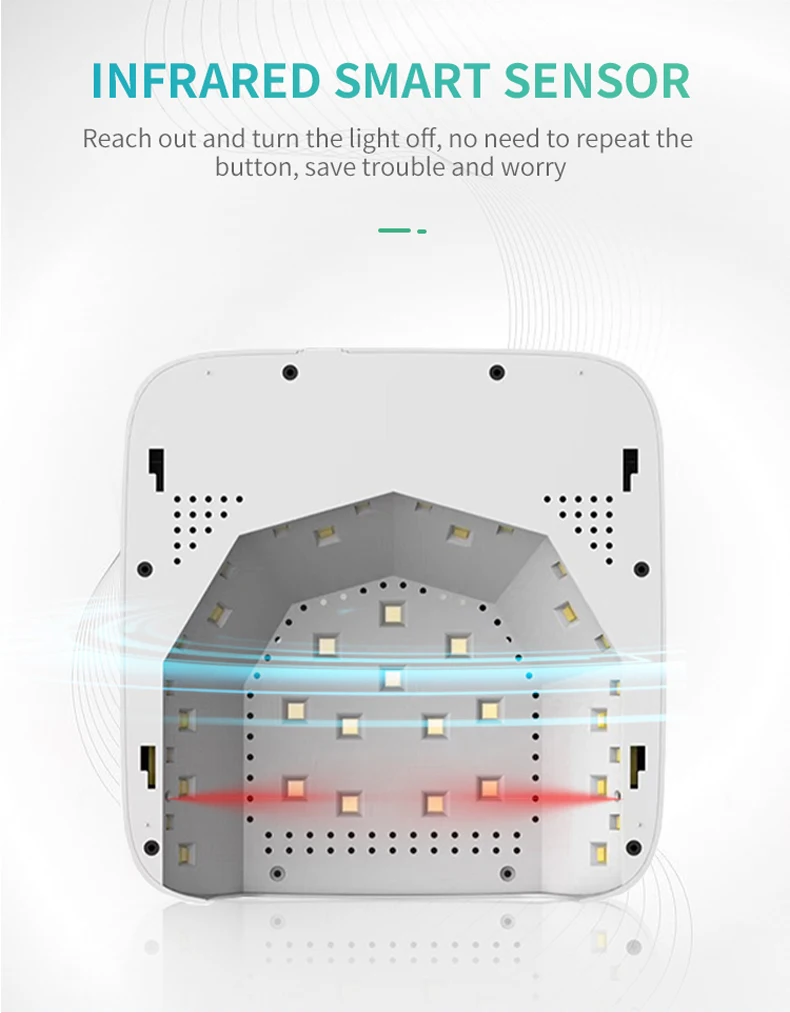 แบบพกพา 72W ไฟ LED ไร้สายแบบชาร์จไฟได้เซ็นเซอร์อินฟราเรด UV LED เล็บเจล Polish Curing Lamp เครื่องเป่าเล็บ 4 ตัวจับเวลา