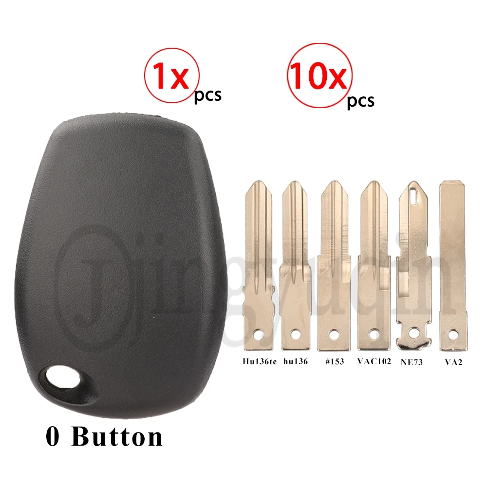 

jingyuqin 1/10pcs Transponder Car Key Shell For Renault Logan Kangoo Duster Clio Twingo Modus Master Primastar Dacia Opel Nissan