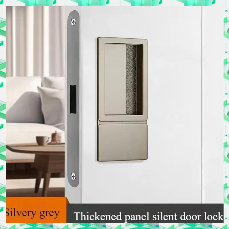 

Minimalist Flat Lock Embedded Door Lock Key Black Door Handle Flat Lock Silver Gray