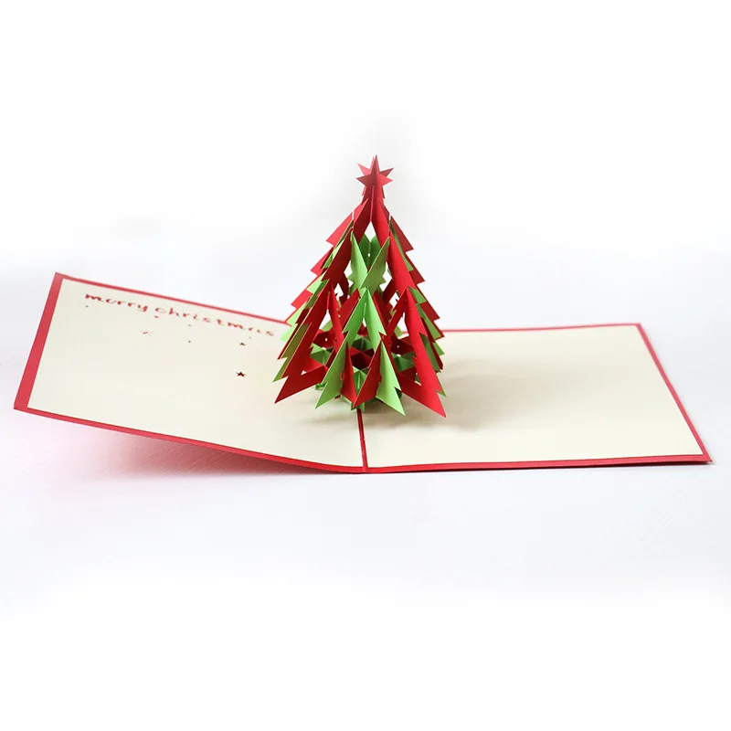 

3D Pop Up Christmas Tree Cards, Laser Cut, Christmas Decoration, Winter Gift, New Year, 10 Pcs