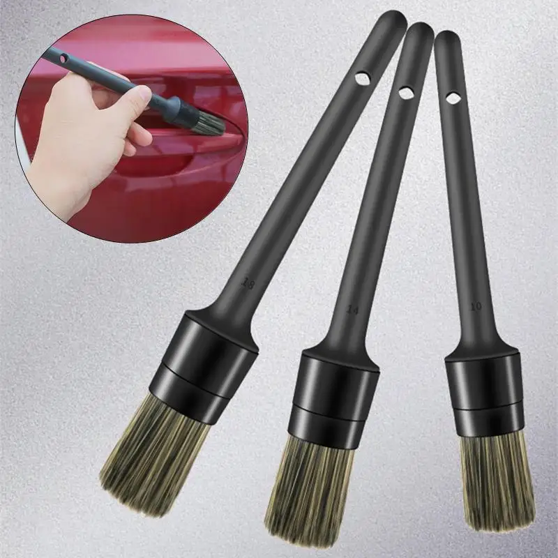 

3 PCS Car Exterior Interior Detail Brush Boar Hair Bristle Brushes for Car Cleaning Auto Detail Tools Dashboard Cleaning Brush