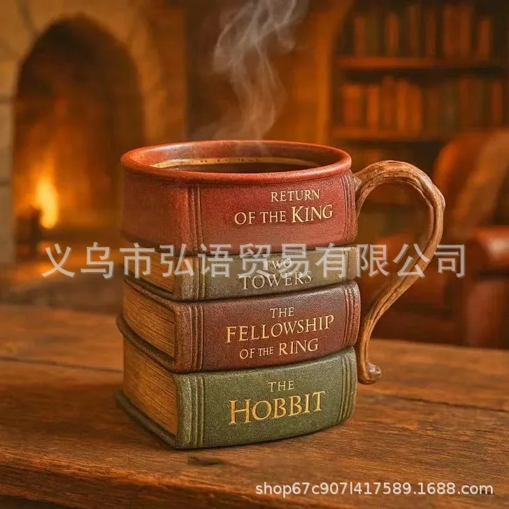

Creative Resin Book Series Coffee Mug - Decorative Study Room Ornament, Unique Collector's Gift