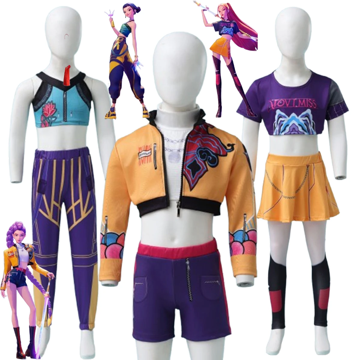 

New Demon Hunters For Girls Zoey Mira Rumi Cosplay Costumes Fantasy Roleplay Outfits Halloween Carnival Party Kids Costume Set