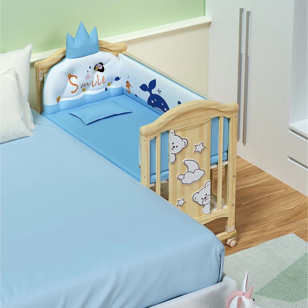 

Wholesale Modern Convertible Wooden Baby Cot Next to Me Baby Bed Crib for 0-3 Years