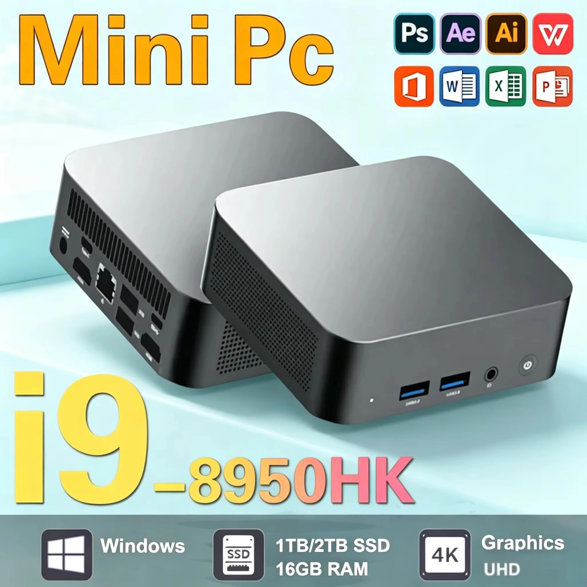2026 Mini PC Intel Core i9 8950HK 16GB RAM 2TB SSD PC Gamer Computer Dual WIFI BT5.2 4K HD Mini Gaming Pc Desktop