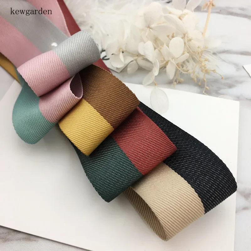 

kewgarden 40mm 4cm Double Color Joining Together Satin Ribbons DIY Bowknot Accessories Cotton Ribbon Handmade Tape6 Meters