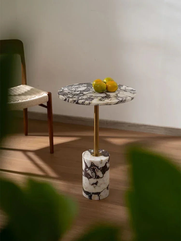

Индивидуальный D40x55CM/60CM Итальянский натуральный роскошный камень Калаката Альта Фиолетовый мрамор Минималистичный журнальный столик Журнальный столик