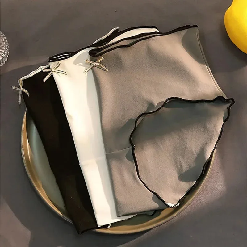 1/2/5 unidades/pacote calcinha sem costura de seda gelo das mulheres senhoras meninas feminino antibacteriano respirável calcinha conforto cintura baixa