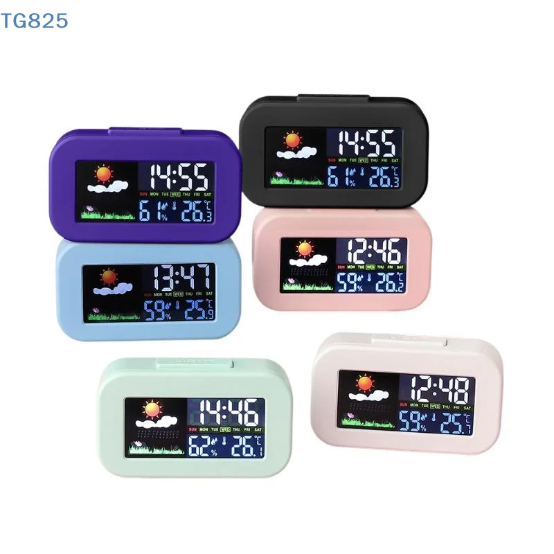 Weather Station Clock With Color Display - Temp & Humidity Monitor, Backlit For Kids & Teens, Perfect For Bedroom & Dorm Desk