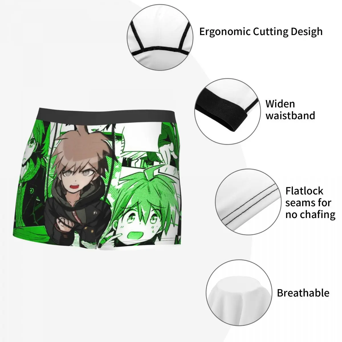 Makoto Naegi Manga Collage Danganronpa Trigger Happy Havoc Underpants Panties Men\'s Underwear Comfortable Shorts Boxer Briefs