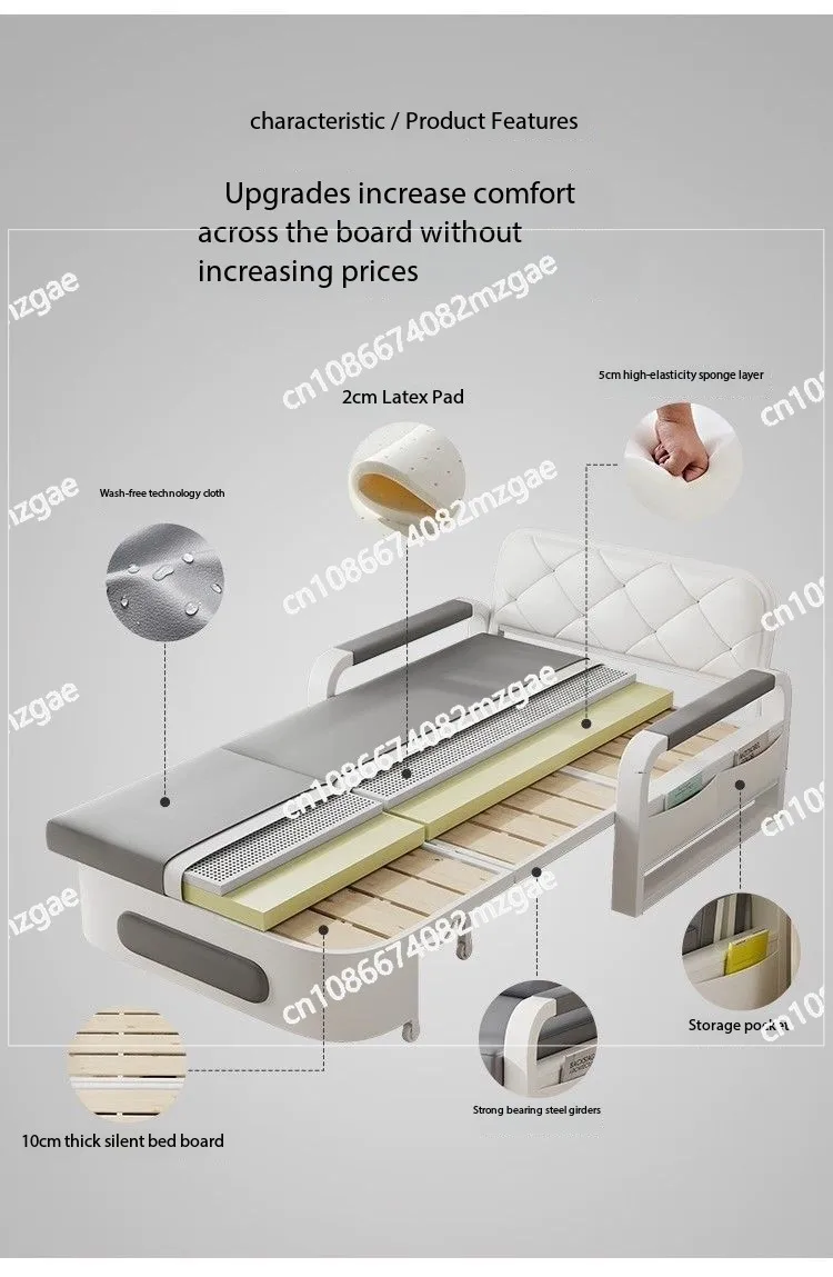 Compact All-in-One Foldable Sofa Bed with Metal Frame, Dual-Purpose Furniture for Balcony and Small Living Room