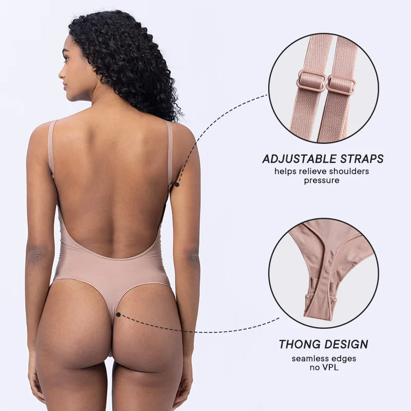 Spandex Bodysuit Thong String Shapewear Compression Body Shapers Cupless Wirefre Open Crotch Tummy Control Jumpsuit