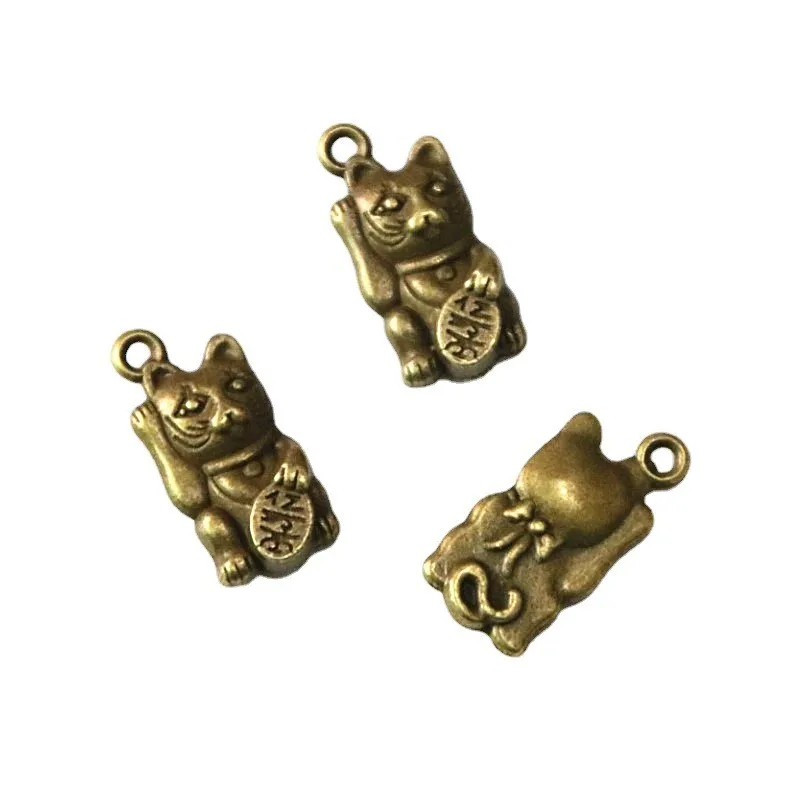 

30 Pieces/Lot 10.8*22.9MM Zinc Alloy Antique Bronze Plated Fortune Cat Charms Pendants For Jewelry Making Diy Handmade