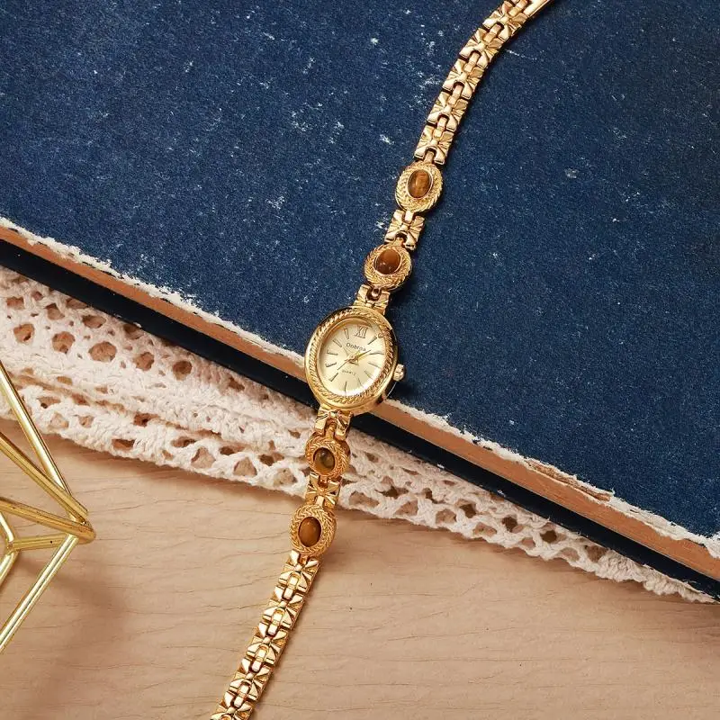 

ld Retro Wealthy Tiger Eye Stone Chain Watch, Unique Personality of the Western Regions Ethnic Group, Light Luxury Vintage Watch