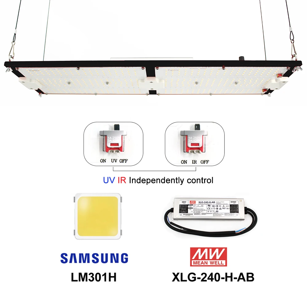 

Dimmable 120W 240W 320W 480W Samsung LM301H UV IR Switch Turn/On Off V5 Board Led Grow light Meanwell Driver