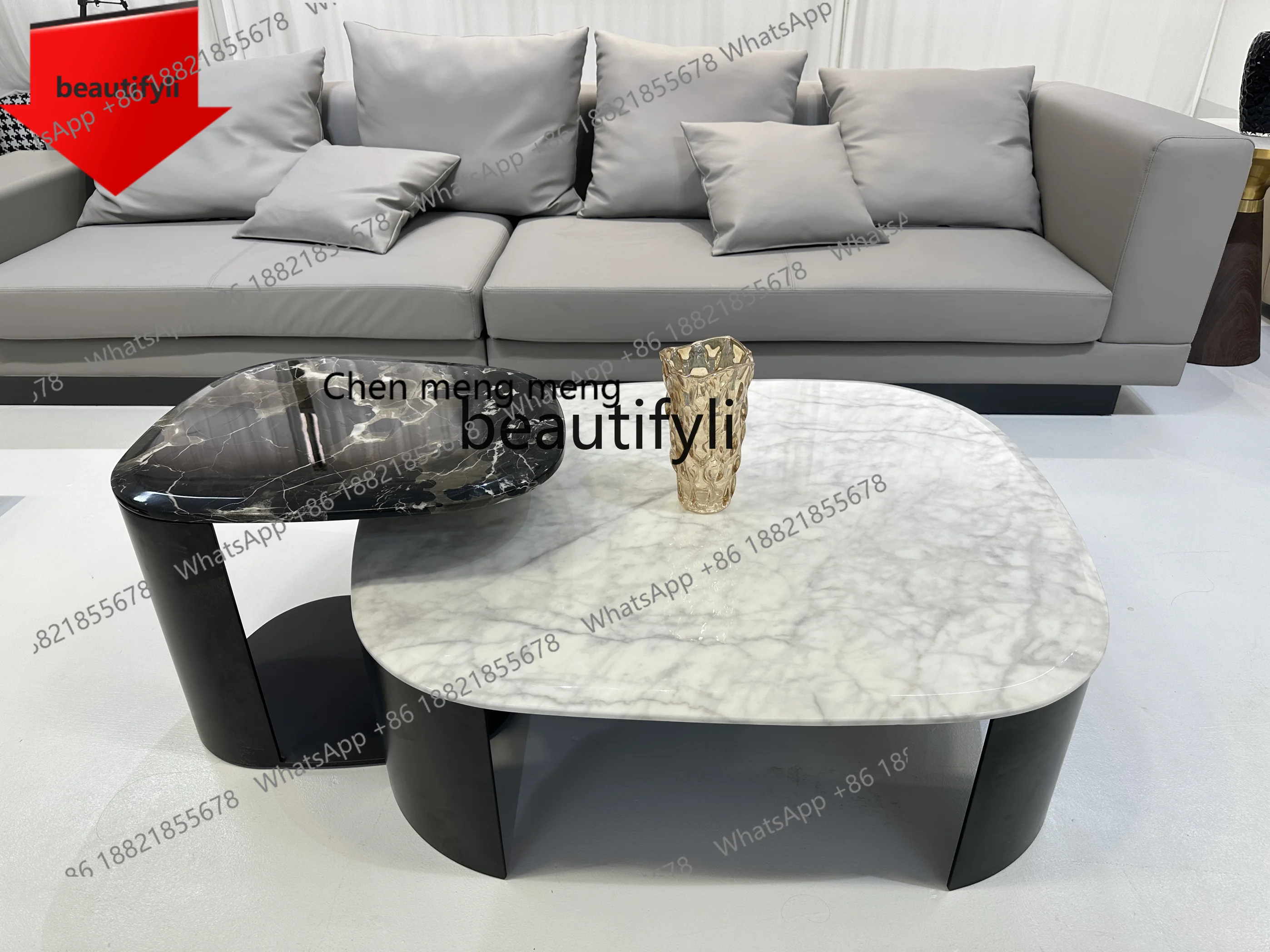 

Nordic Creative Strange Shape Marble Tea Table Combination Living Room Home Modern Simple and Irregular Tea Table
