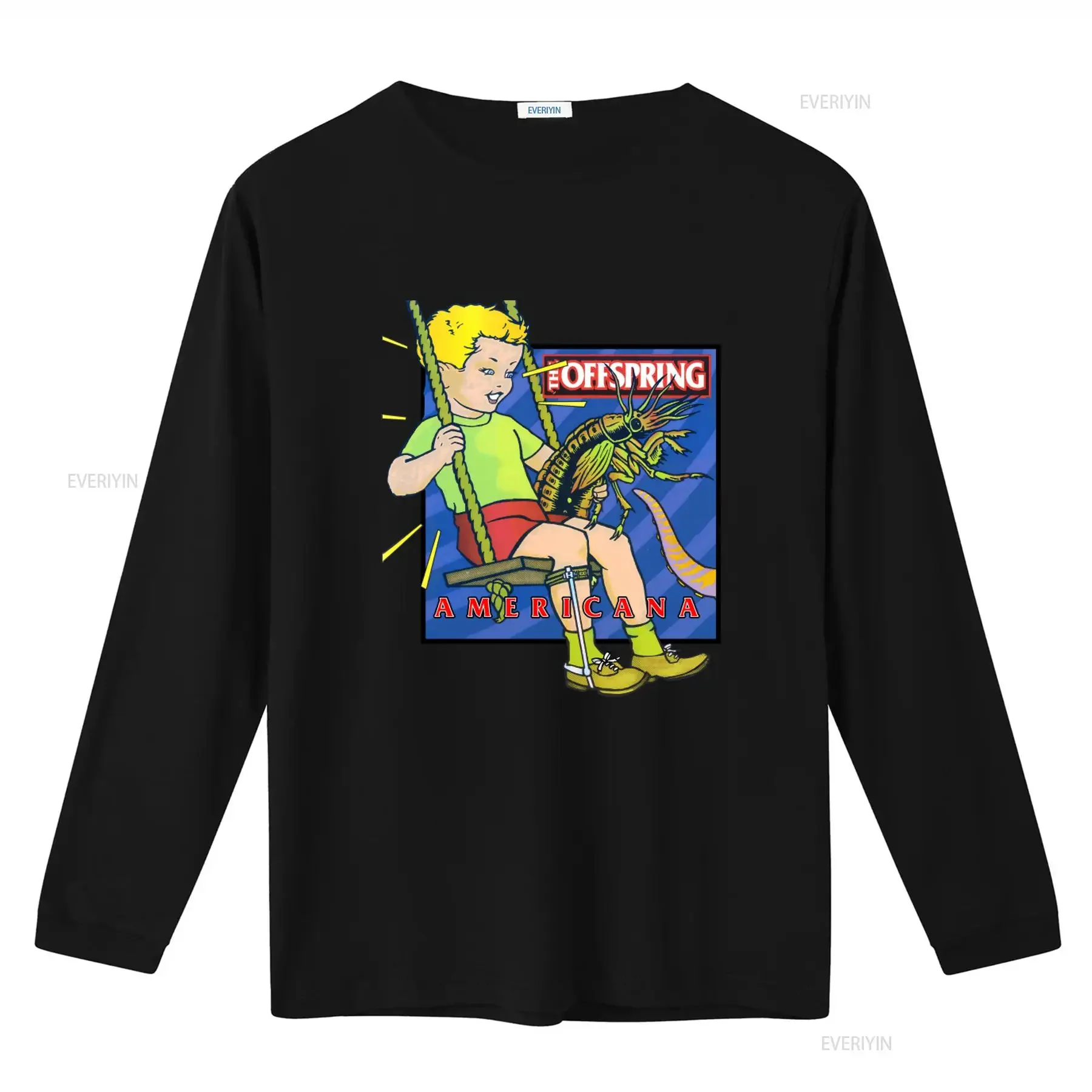 Americana Offspring T Shirt for Men Retro Swing Boy with Insect Print Vintage Rock Band vintage Washed Comfortable Stylish