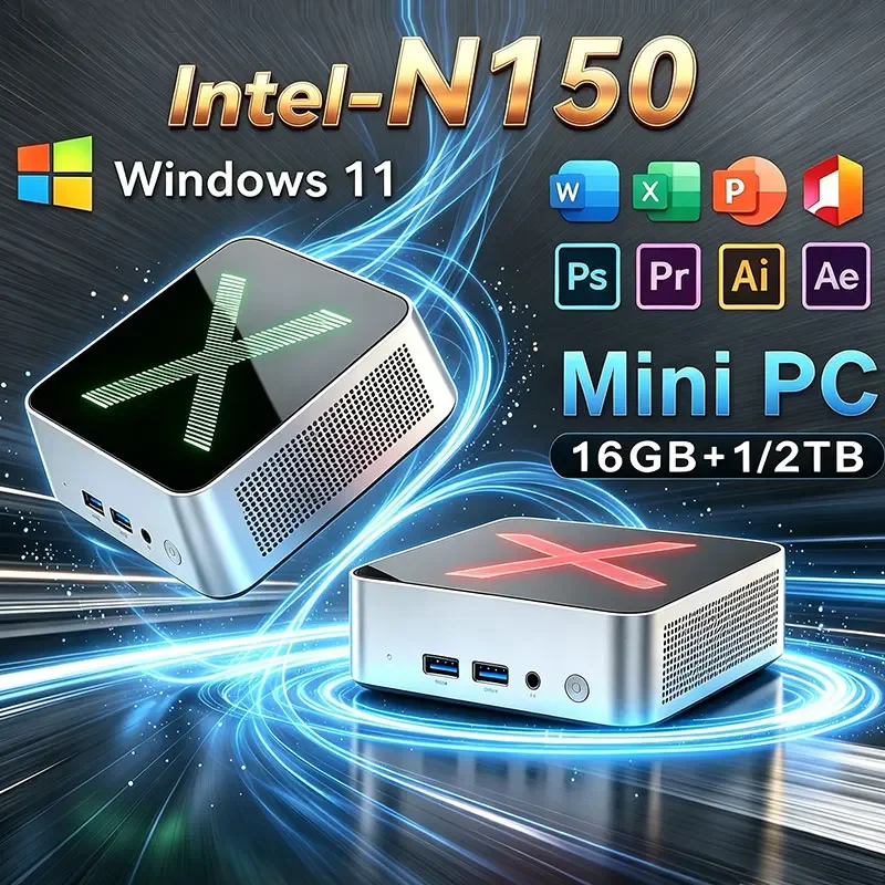 2026 NEW Intel N150 Portable Mini PC Computer Windows 11 16GB DDR4 1/2TB SSD Gaming Computer WiFi 6 Office Mini Desktop