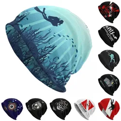 Custom Deep Sea Caveran Diver Bonnet Hat Knitted Hat Unisex Adult Dive Explore Winter Warm Scuba Diving Skullies Beanies Cap