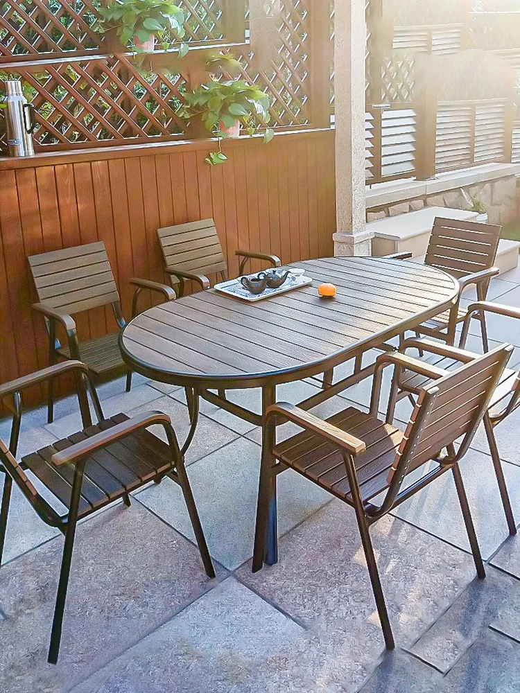 

tables and chairs courtyard villa garden simple outdoor open-air balcony anti-corrosive wood plastic wood tables and chairs