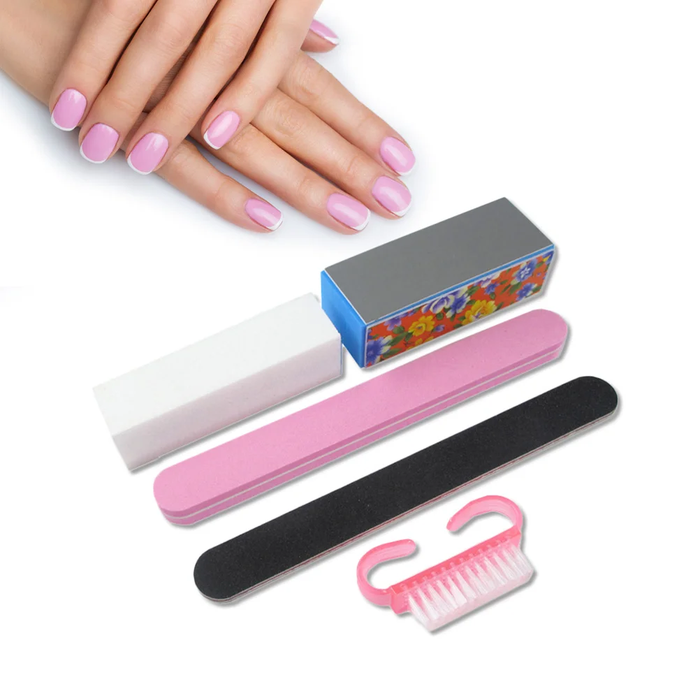 

5Pcs Nail Manicure Kit Durable Buffing Grit Sanding Tools for Natural Acrylic False Nails Portable Washable Design Polish