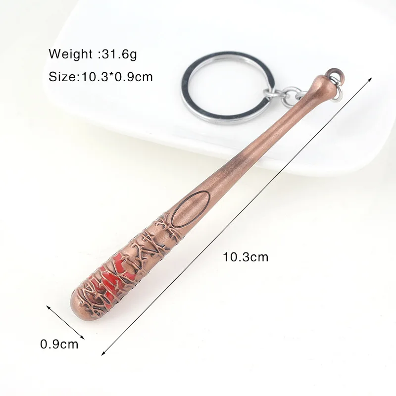 The Walking Dead Negan Baseball Bat Two-color Keychain Pendant Keychain Film Television Accessories Lifelike Lanyard for Keys