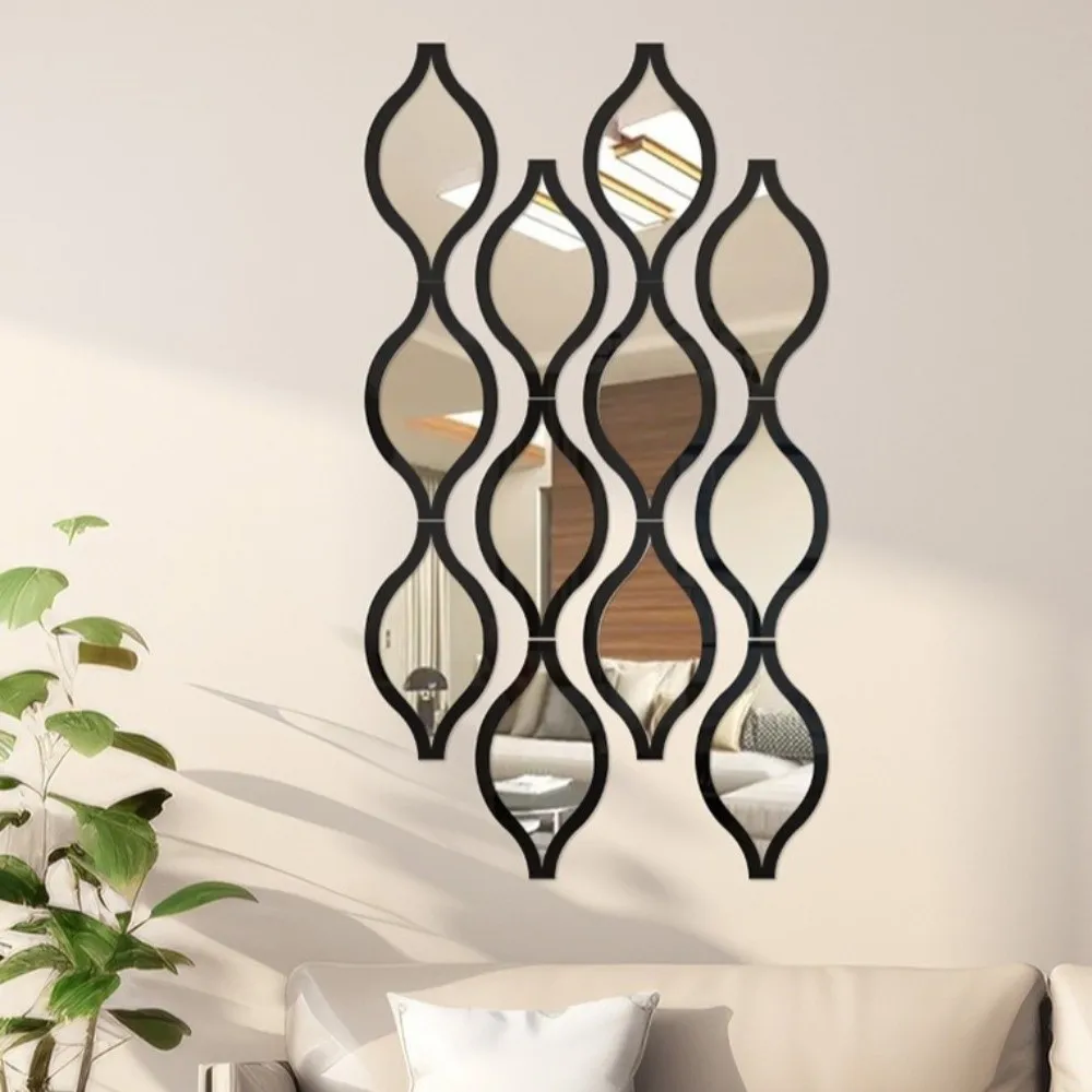 Autocollants muraux en forme de goutte d'eau autocollants décoratifs miroir DIY amovibles résistants à l'humidité minimalistes