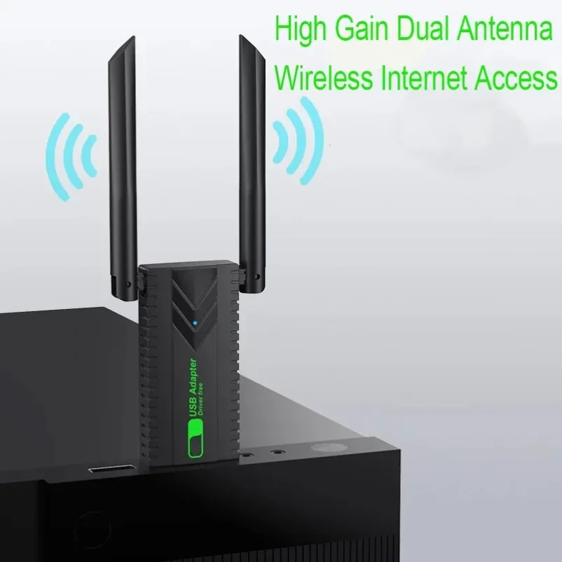 デュアルバンド 2.4G+5Ghz 1300Mbps WiFi USB アダプター Wi-Fi ドングル レシーバー USB3.0 高速ワイヤレス ネットワーク カード ドライバー無料