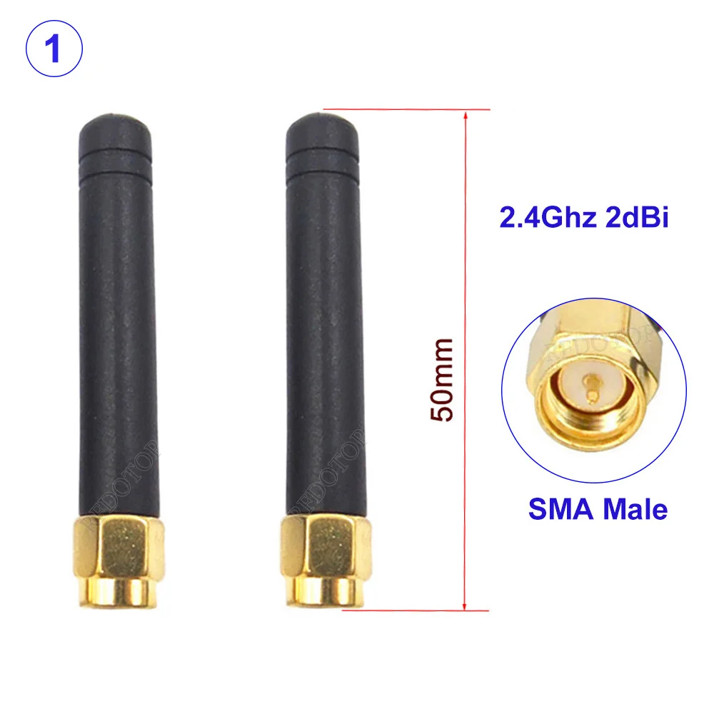 50Pcs/Lot 2.4GHz 2dBi WiFi Antenna Aerial SMA Male/RP-SMA Male Plug Connector Wifi Antenne For Wireless Router Wifi Booste