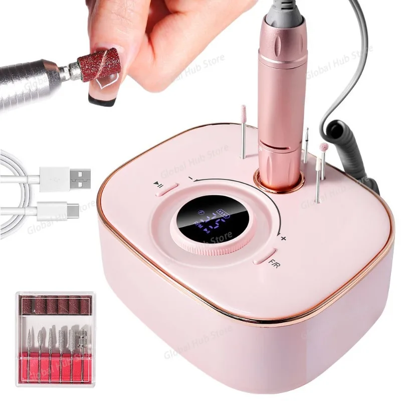 35000RPM Nail Sander Set with LED Display Low Noise Electric Nail Drill Electric Nail File for Acrylic Nails
