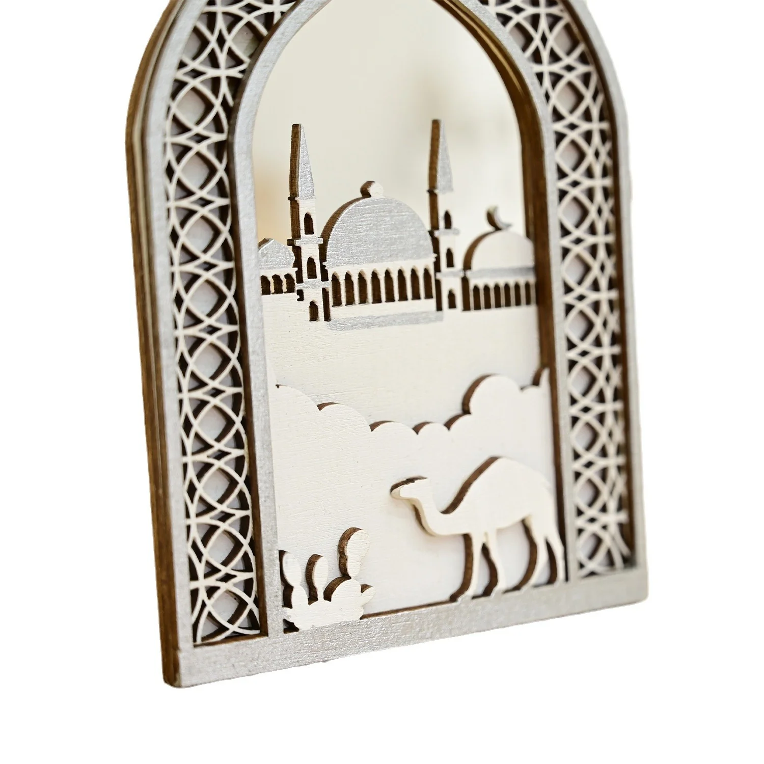 8x12cm Muslim Wooden Festival Pendant Moon Star Castle Ramadan Kareem Hanging Ornaments Happy Eid Mubarak Party Decorations 2026
