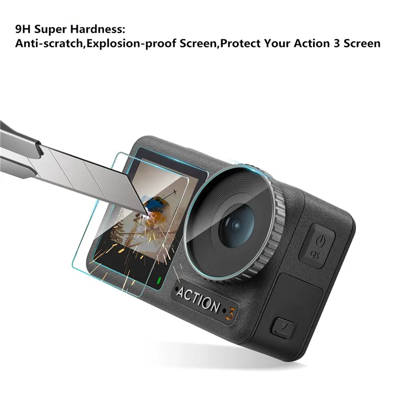 Djiアクション3用強化ガラススクリーンプロテクター,レンズ保護フィルム,カメラアクセサリー