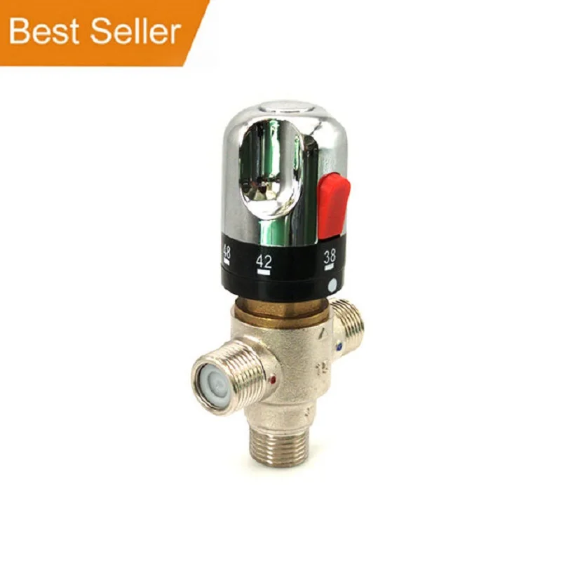 DN15 Thermostatic Water Mixing Valve, 3 Way 1/2 Inch Temperature Control Bathroom Faucet Shower Valve