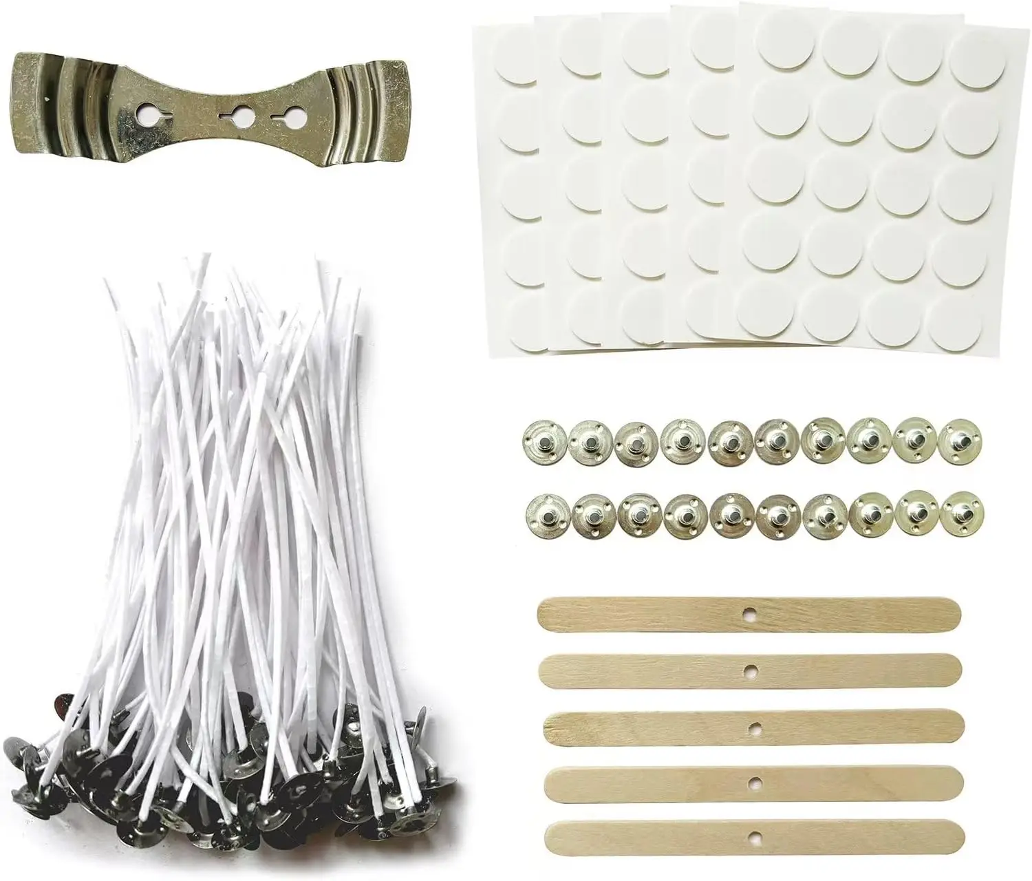 

100pcs Candle Wicks Kit with Stickers, Holders & Tabs for DIY Candle Making