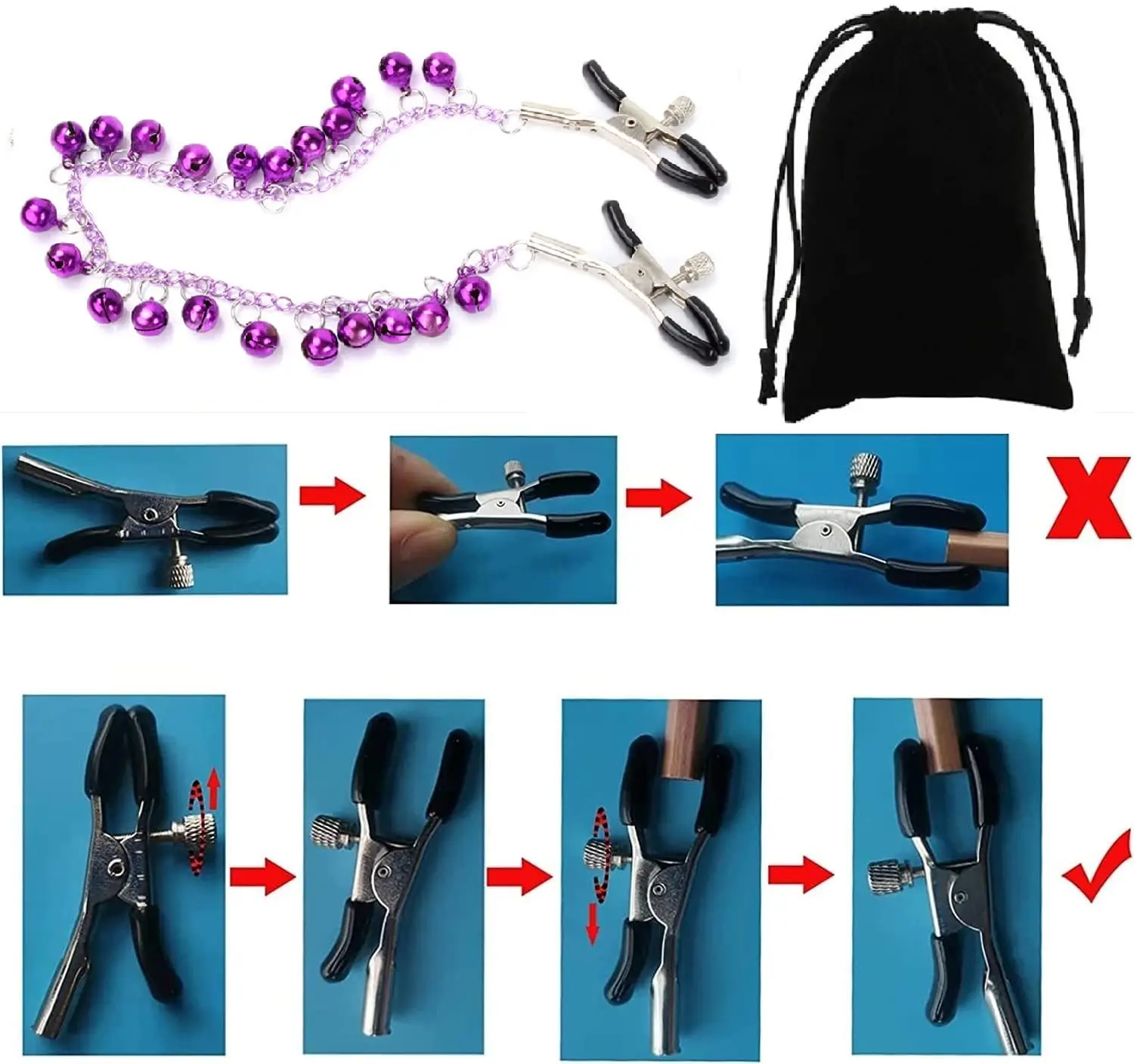 Pinzas de Metal ajustables para pezones, collar, Clip de cadena de entretenimiento para mujeres y hombres, Clip para pezones sin perforación, anillos para pezones, Dec