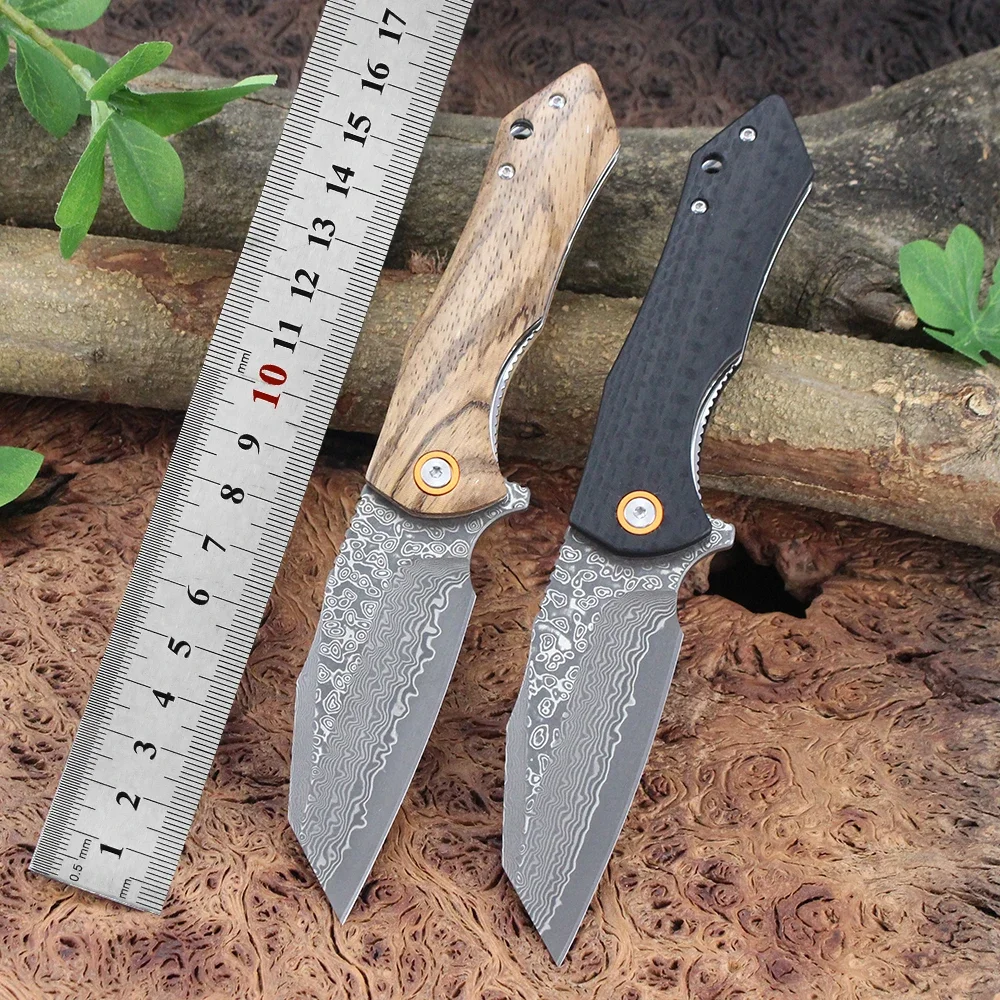 

Новинка 2026, складной тактический нож, лезвие из дамасской стали, карманная ручка из углеродного волокна, уличные охотничьи ножи Tanto EDC, инструменты для кемпинга