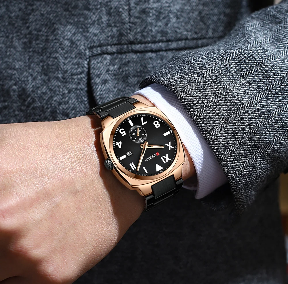 Curren Casual Fashion Markenuhren für Herren, einfache Quarzuhr mit leuchtenden Zeigern, Herren-Armbanduhr aus Edelstahl mit Datumsanzeige. – Detail 16