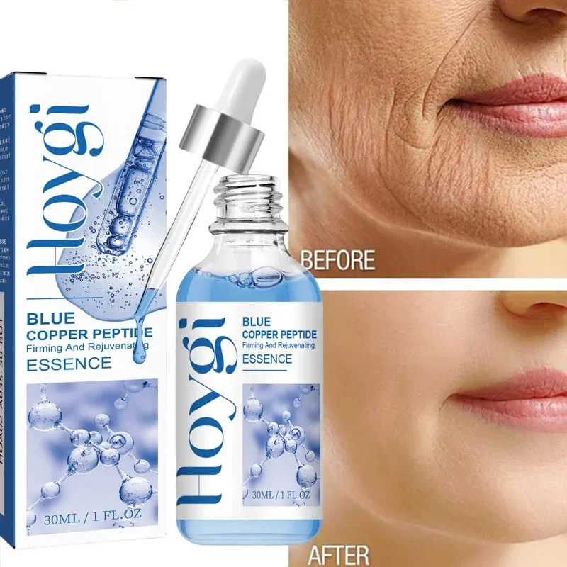 Blue Copper Peptide Wrinkle Serum Firming Lifting Reduce Fine Lines Restore Skin Elasticity Moisturizing Hydrating Brighten 30ml