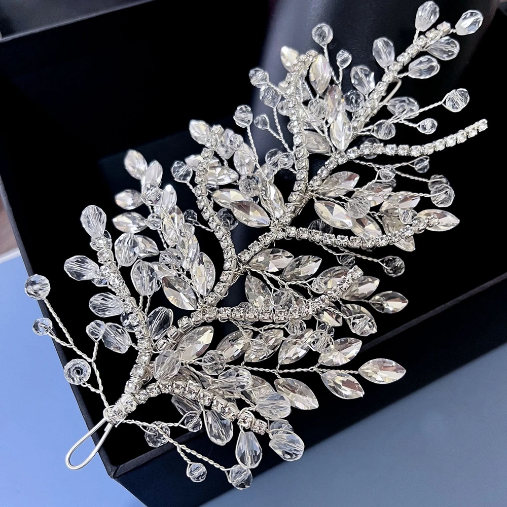 

DZ256 Rhinestone Crystal Wedding Headpiece for Women Handmade European and American New Beaded Bridal Headband Hair Accessories