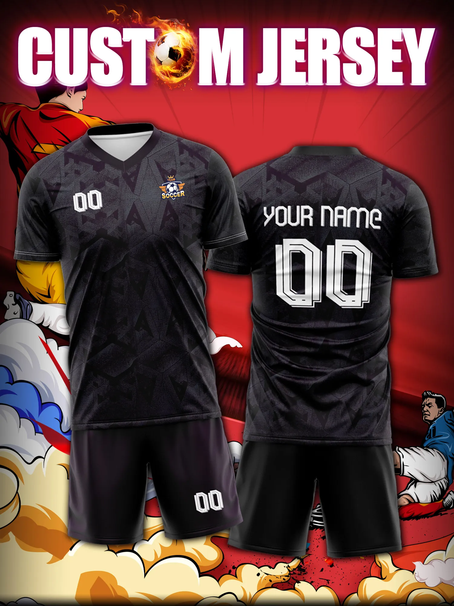 

2026 Men's and Women's Customized Name and Number Sports V-Neck Jerseys, Quick-Drying, Fashionable, Sublimation Technology