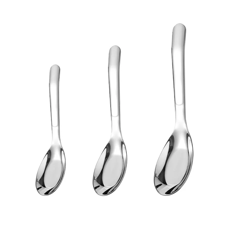 OUKEAI Korean style spoon 316 stainless steel 18/10 spoon heavy-duty flat bottomed rice spoon, drinking spoon