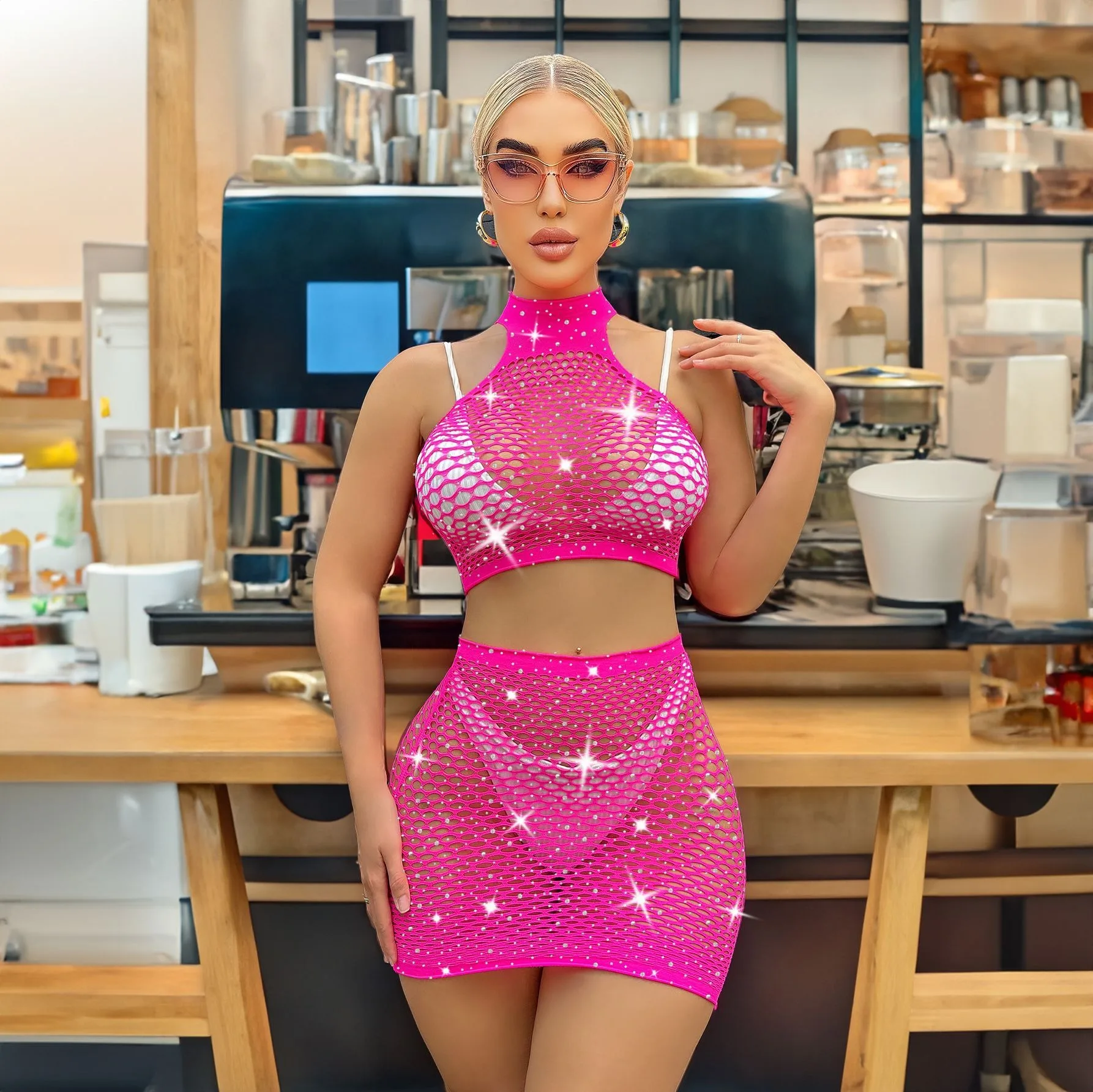 

Горячее женское нижнее белье, сексуальное бикини для косплея, комплект из двух предметов, боди, порнография, Женская юбка в сеточку, закрывающая бедра, супер порно