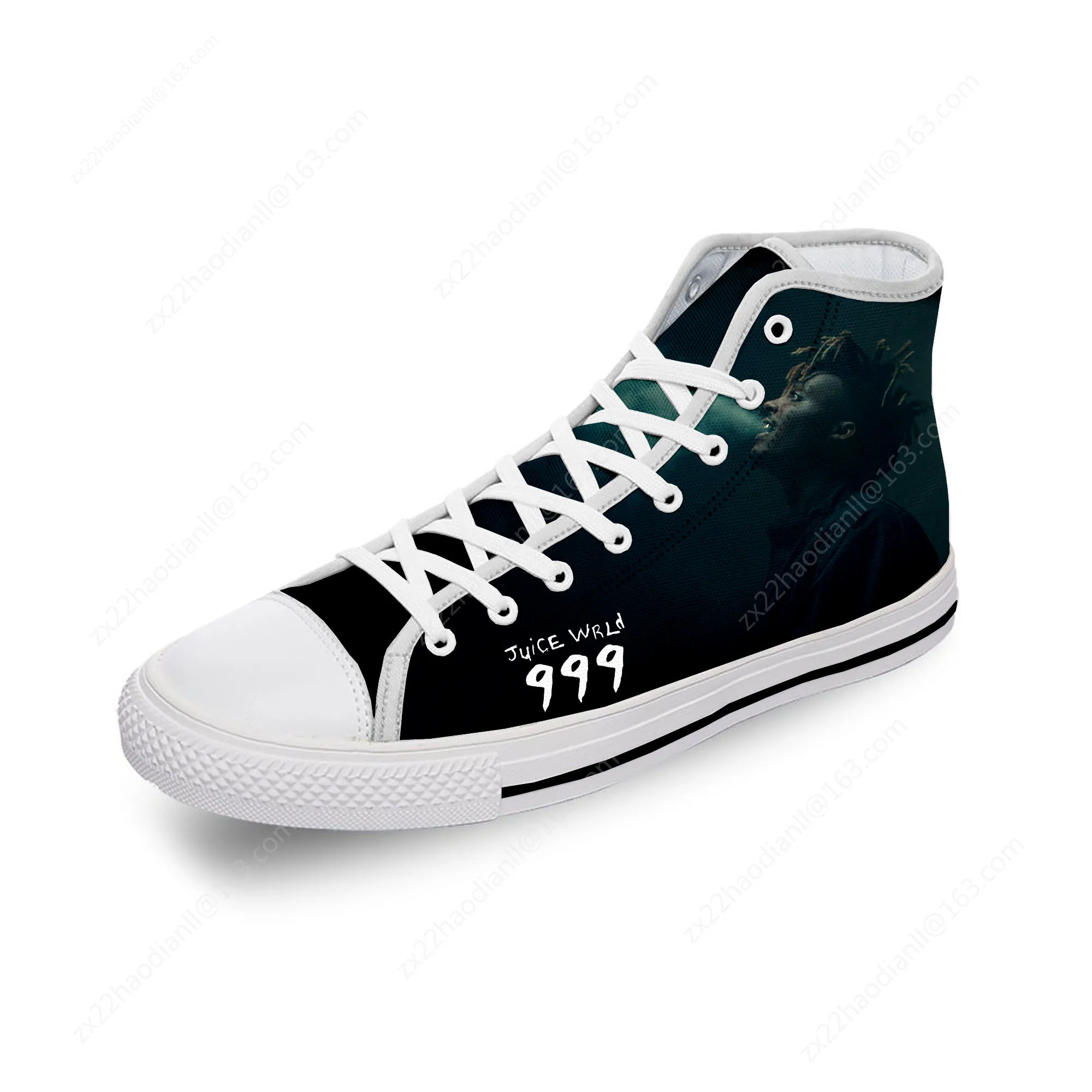 juice wrld Hip Hop Rapper Cool White Cloth Fashion 3D Print High Top Canvas Shoes Men Women Lightweight Breathable Sneakers