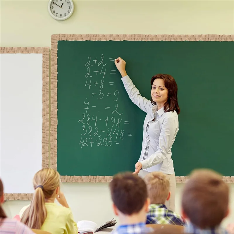 Farmhouse Style Ruffled Bulletin Board Border Strips- 6 Rolls Of Burlap For Classroom Decoration