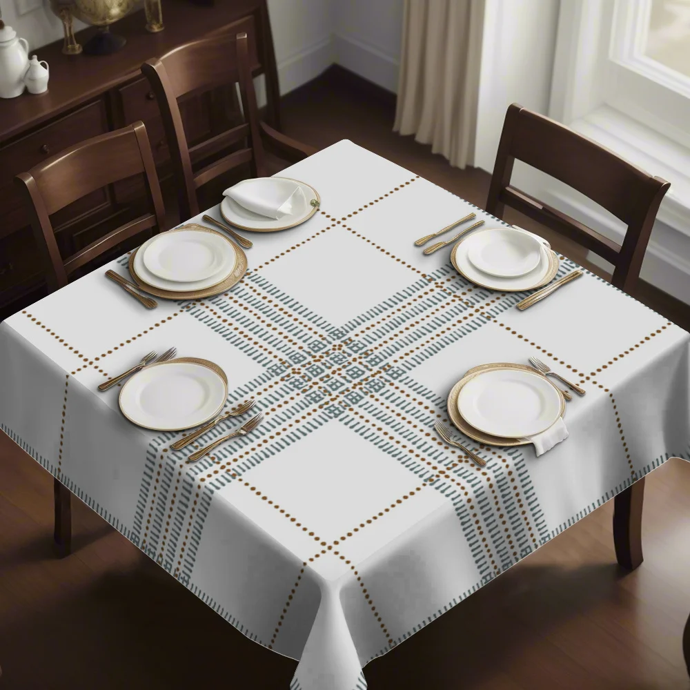 Simple geometric pattern, printed square tablecloth, holiday gift, multi-purpose for indoor and outdoor use, barbecue, picnicyzb