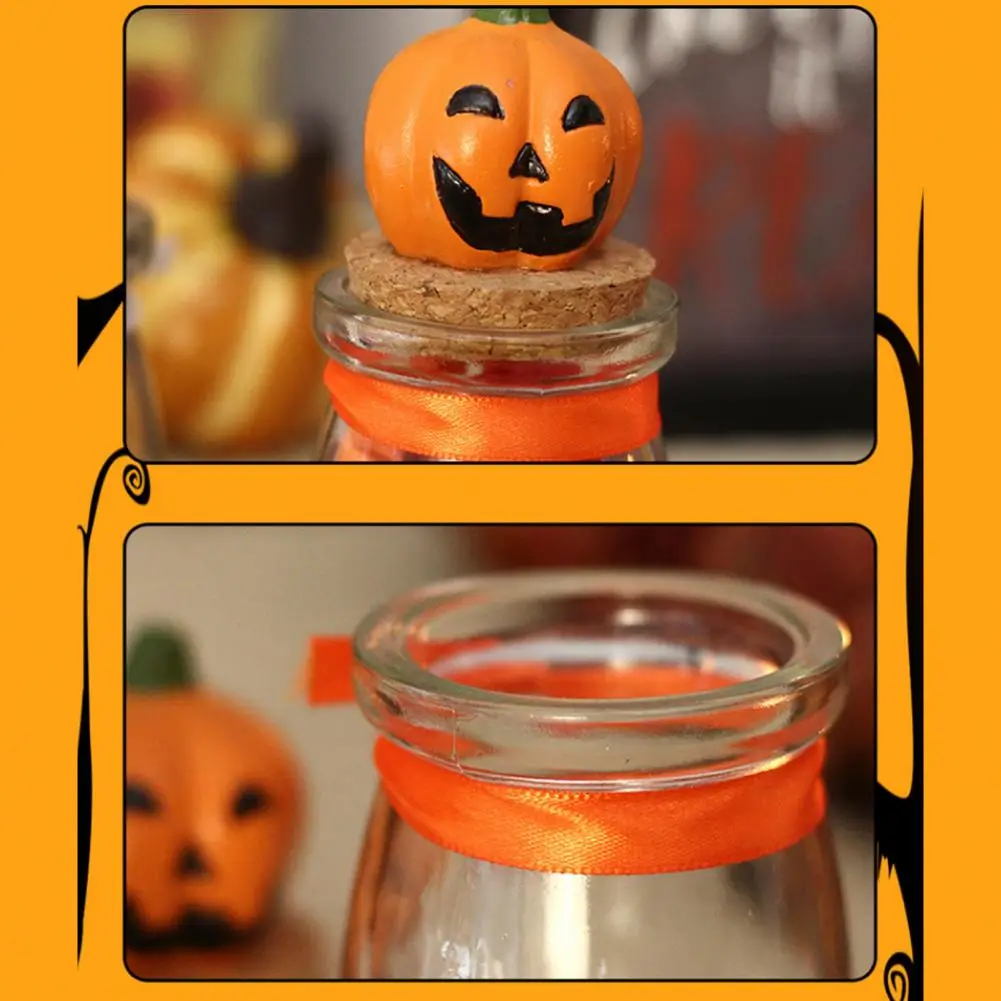 Ghost Themed Candy Jar Mini Glass Jar with Lid Halloween Candy Jar with Bat Pumpkin Sculpture Lid for Kitchen for Halloween