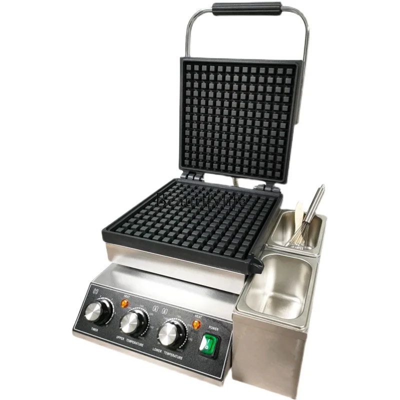 

Commercial electric waffle maker baking oil spill hole double-sided heating grid