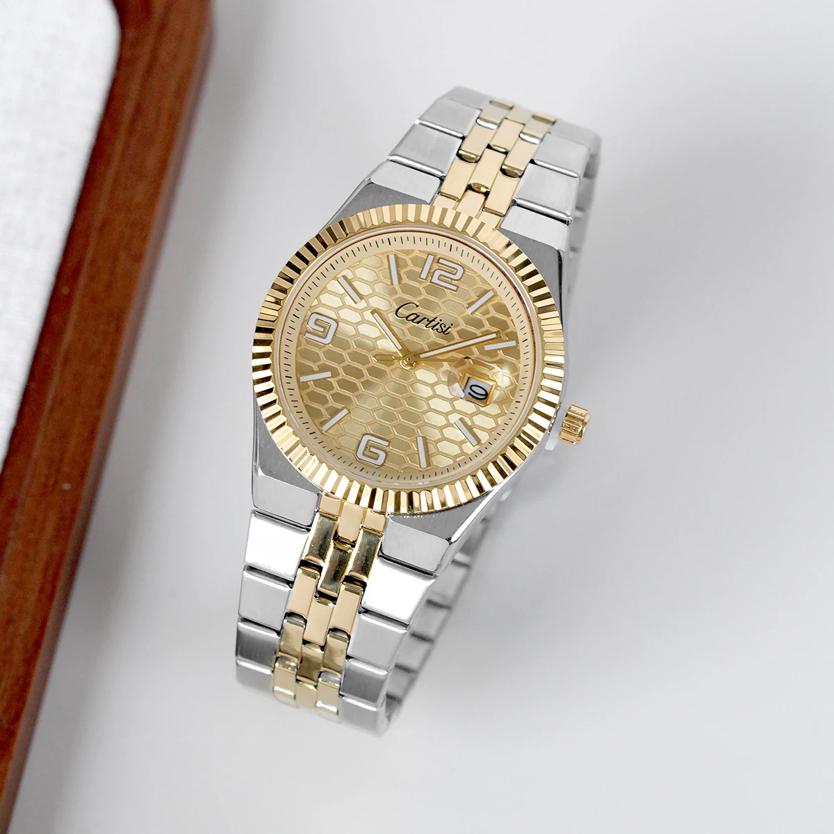 Hoge kwaliteit herenklok waterdicht datum man horloge roestvrij staal quartz herenhorloges mode honingraat wijzerplaat polshorloge reloj